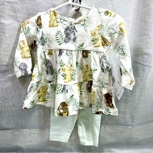 BURT BEE'S BABY Easter Bunny Floral Baby Dress with Leggings